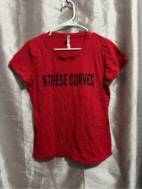Women's Red Short-Sleeve Graphic Tee - #THESE CURVES